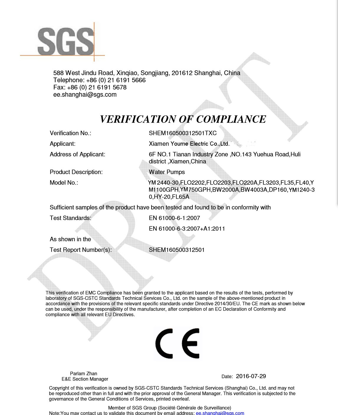 Holen Sie sich das CE / RoHS-Zertifikat von SGS